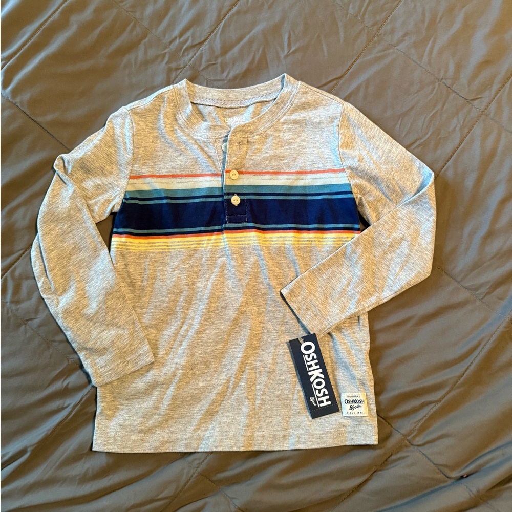 OshKosh B'gosh Gray Striped Kids Henley Shirt